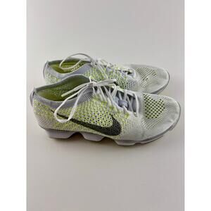 Nike Flyknit Trainer Running Shoes Women’s 8.5 White Volt Gray Sneakers Athletic